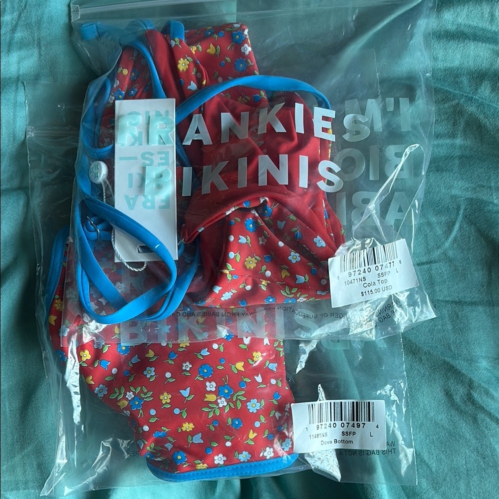 Frankies Bikinis Red Floral Bikini Set
